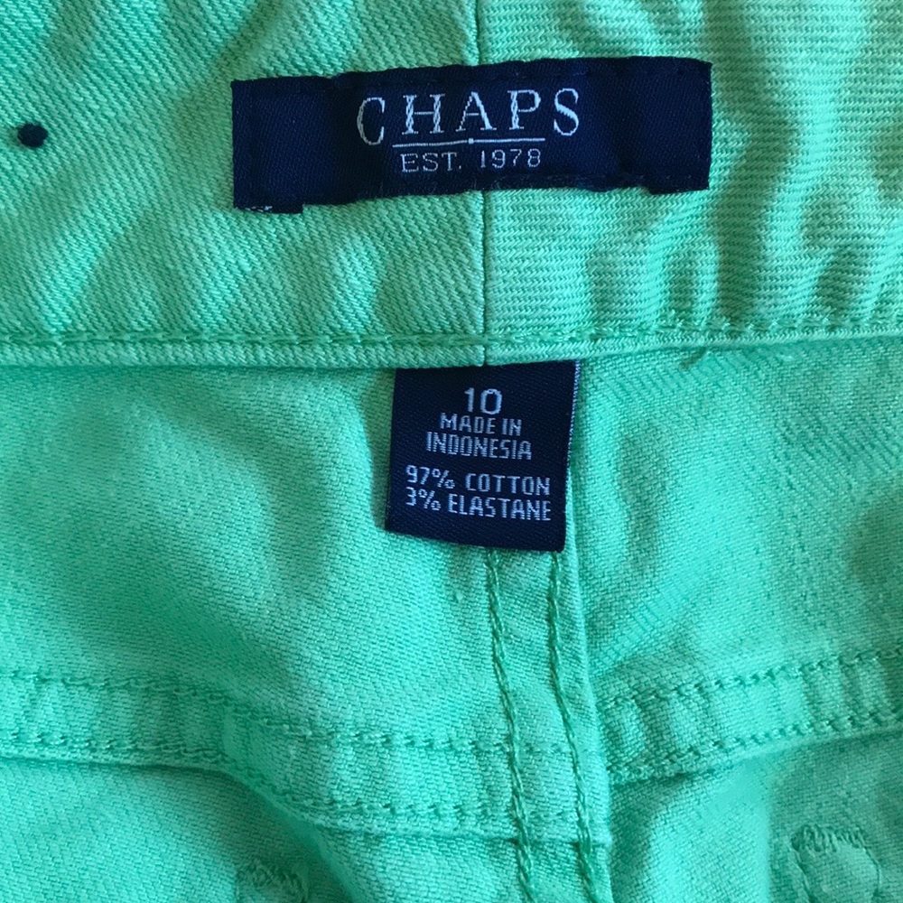 Chaps Lime Green Denim Capris Size 10 - Picture 3 of 7